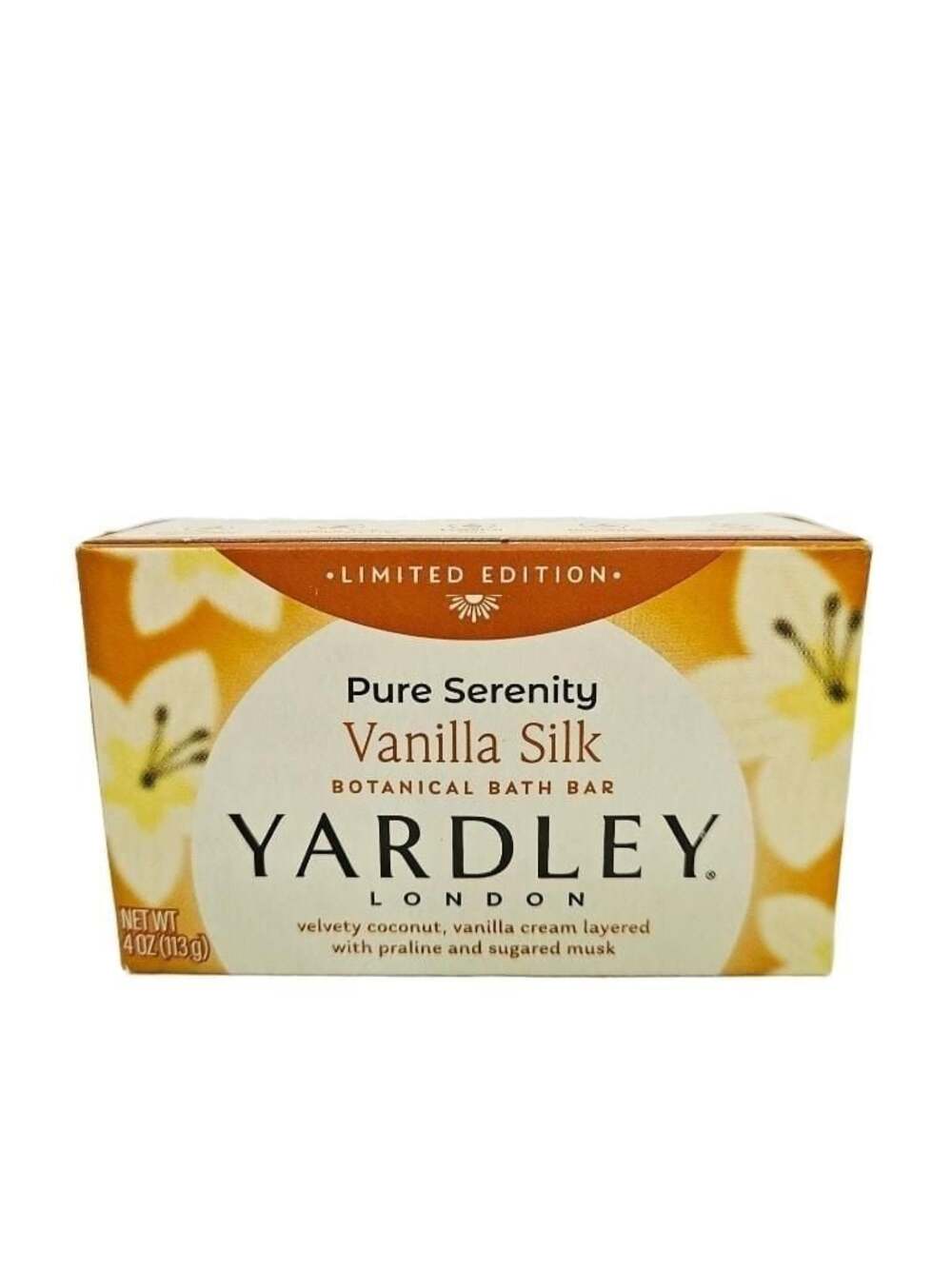 Yardley London Pure Serenity Vanilla Silk Botanical Bath Bar 4 oz